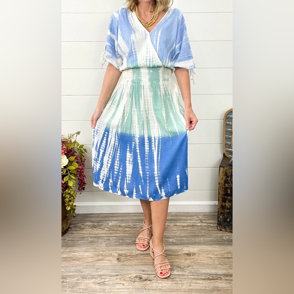 Simply Southern Tie Dye Tie Shoulder Dress - Picture 1 of 3